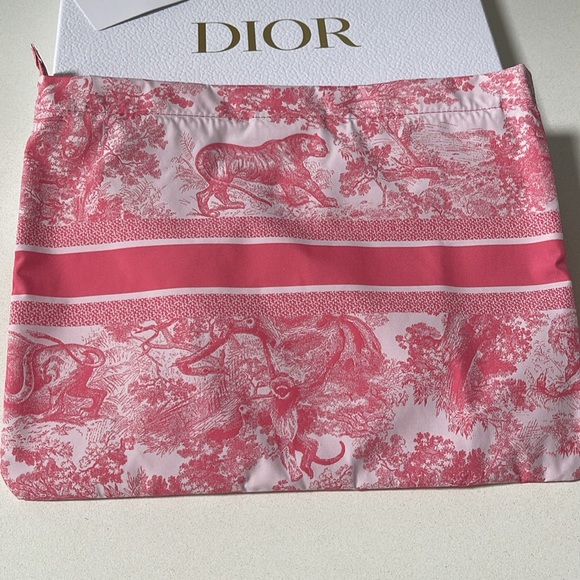 Dioriviera Dior l Toile De Jouy Travel Zipped Pouch Candy Pink Technical Fabric - Picture 4 of 12